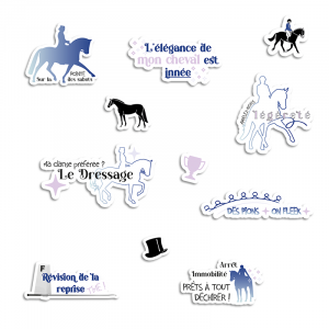 stickers, autocollants équestres, autocollants chevaux, equestrian stickers, cute horse sticker, pony stickers, autocollants poney, dressage horse, dressage equitation